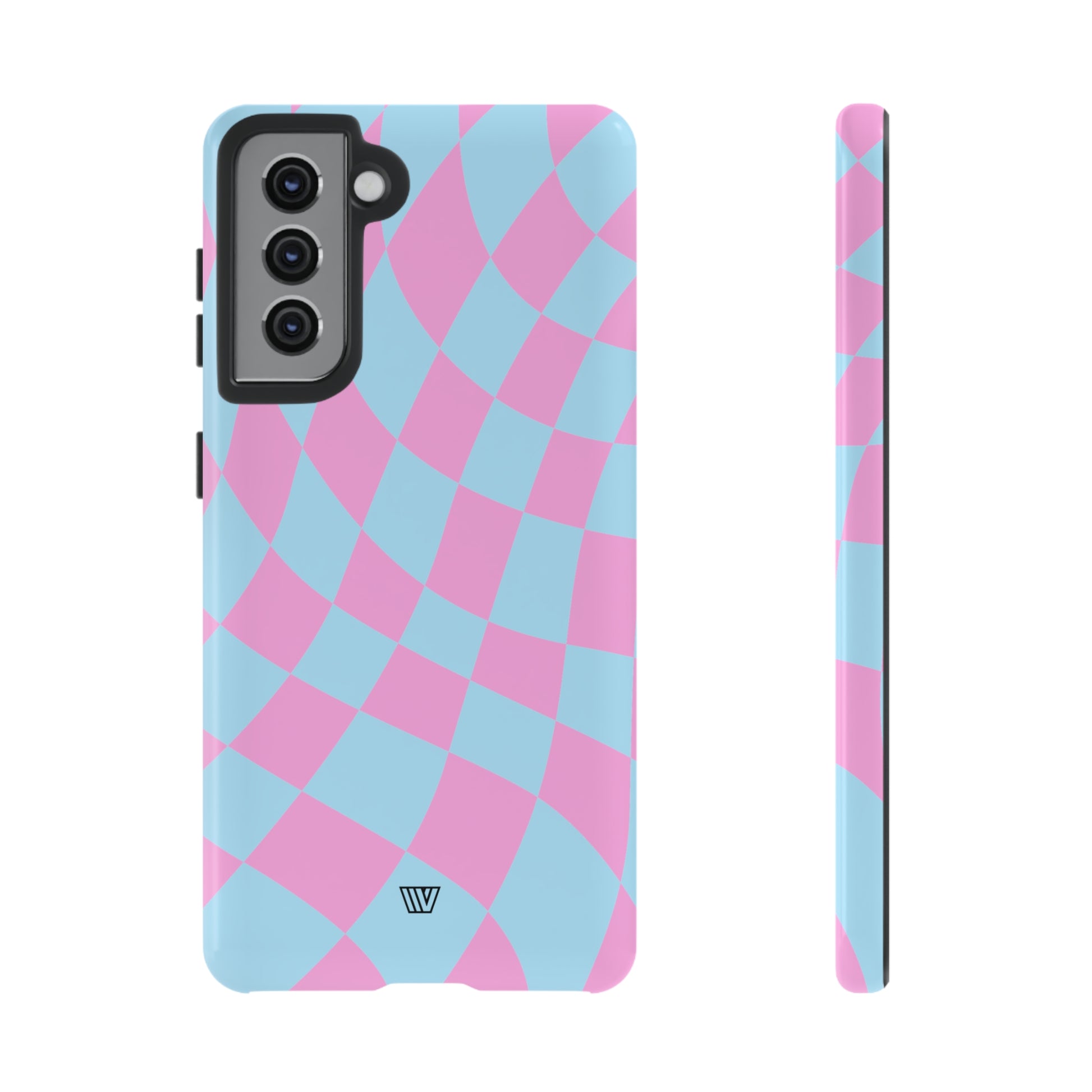 BLUE PINK CURVY CHECKERBOARD | Tough Phone Case - Trovvve