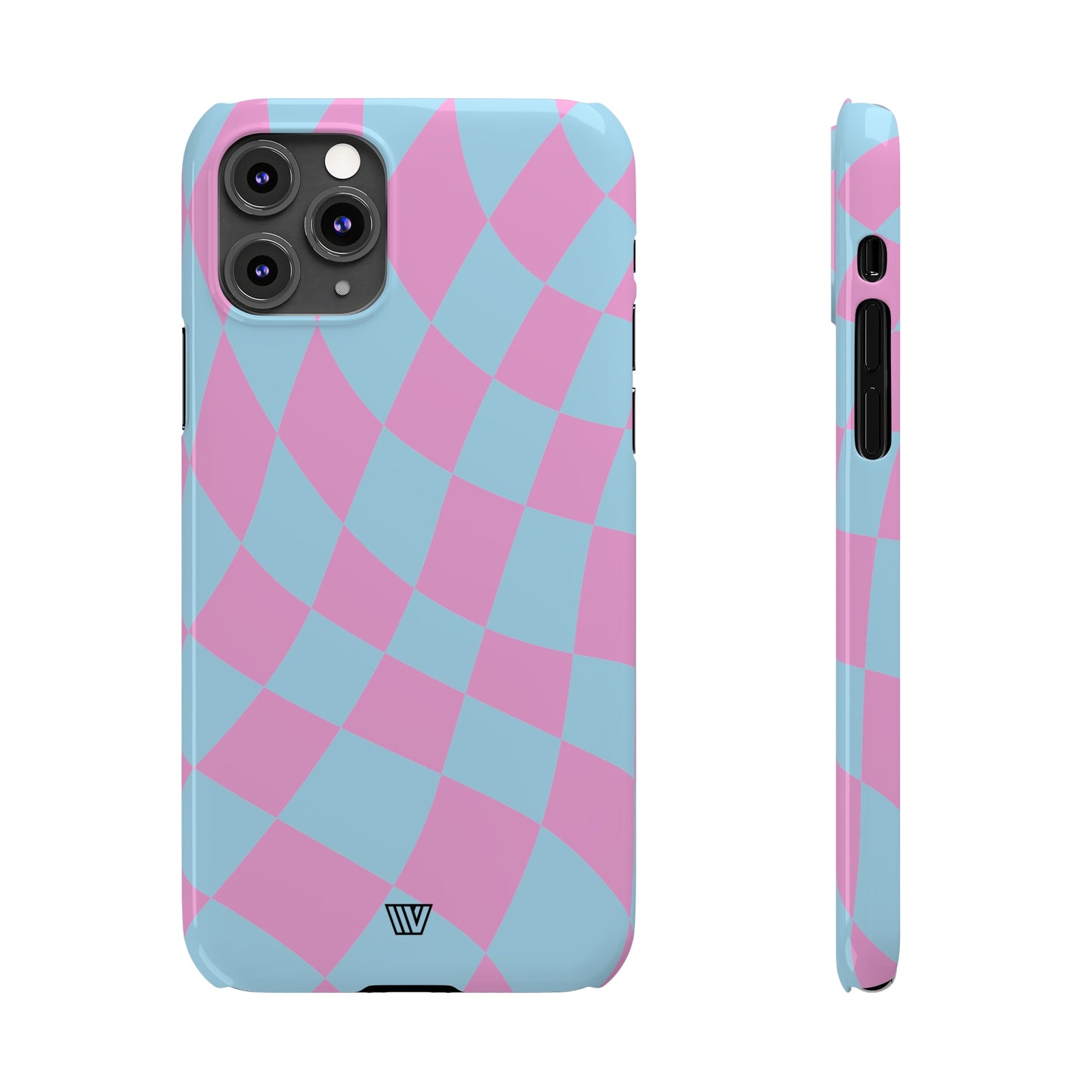 BLUE PINK CURVY CHECKERBOARD | Slim iPhone Case - Trovvve