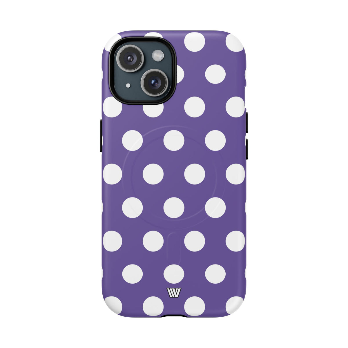 Purple Polka Dots MagSafe Tough iPhone Case – iPhone 15, Matte