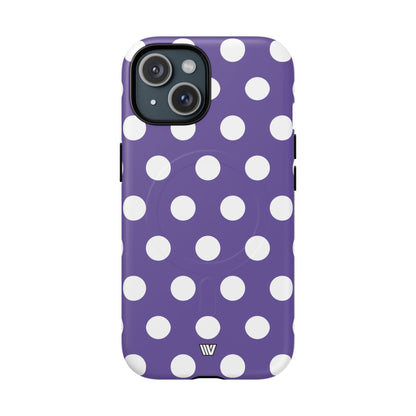 Purple Polka Dots MagSafe Tough iPhone Case – iPhone 15, Matte
