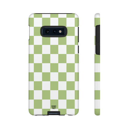 PALE OLIVE WHITE CHECKERBOARD | Tough Phone Case - Trovvve