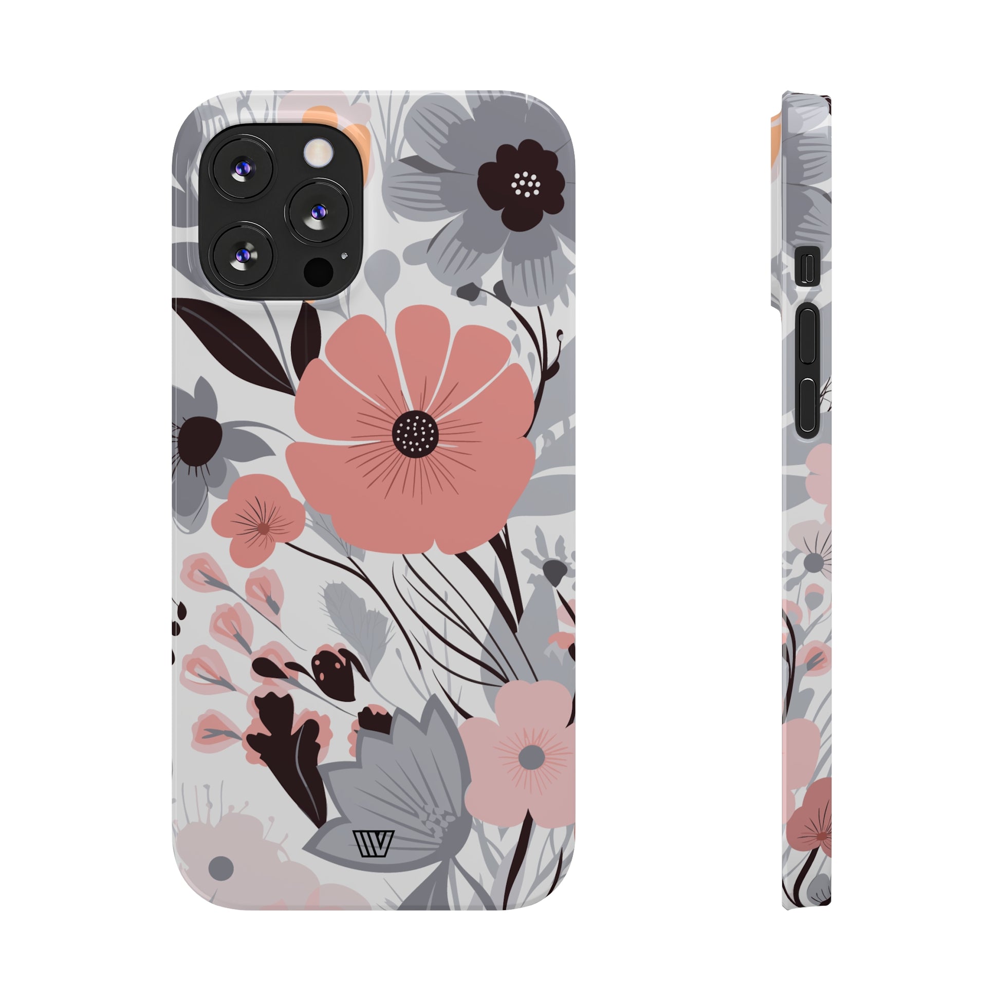 GRAY PASTEL FLOWERS | Slim iPhone Case - Trovvve