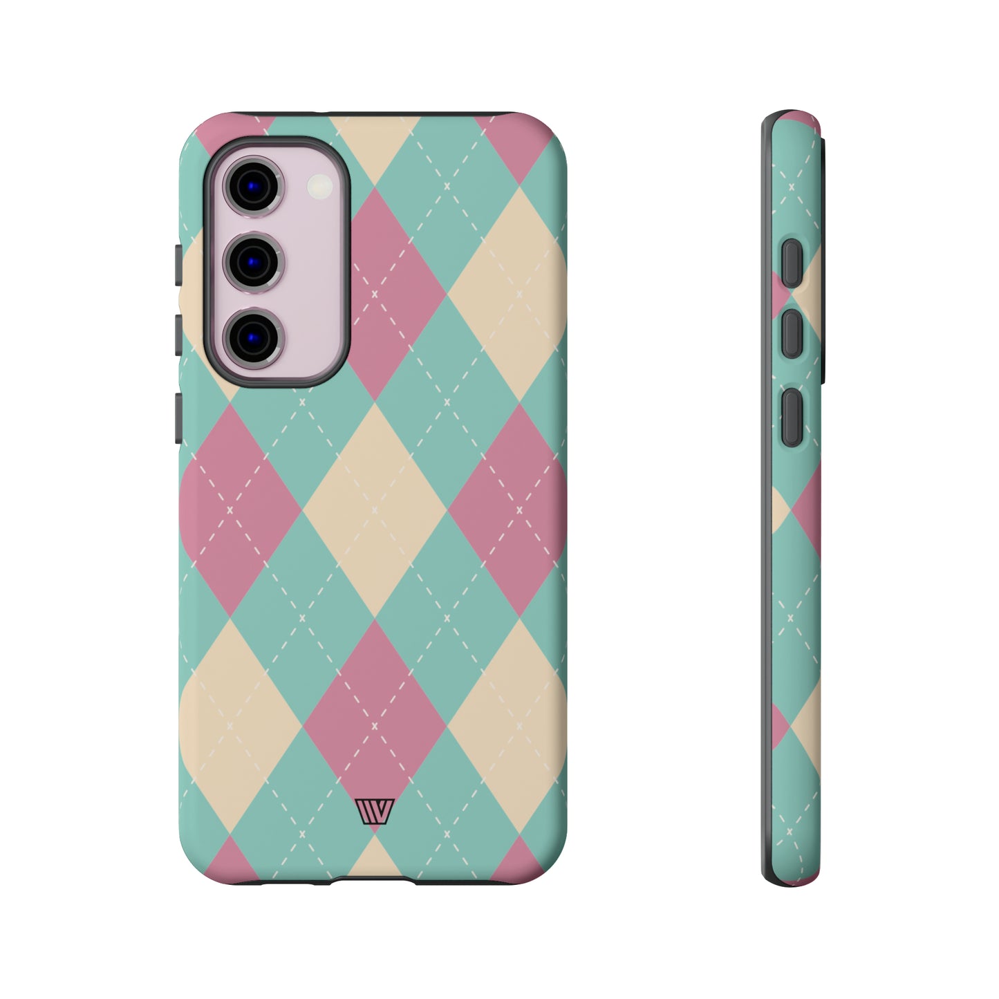 BLUE PINK BEIGE ARGYLE | Tough Phone Case