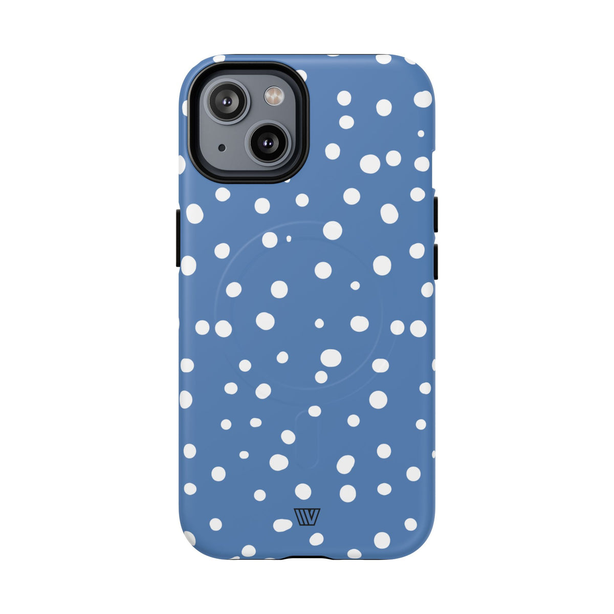 Dusty Blue Dots MagSafe Tough iPhone Case – iPhone 14, Matte