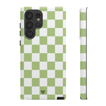 PALE OLIVE WHITE CHECKERBOARD | Tough Phone Case - Trovvve