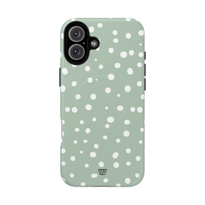 Pastel Green Dots MagSafe Tough iPhone Case – iPhone 16 Plus, Matte
