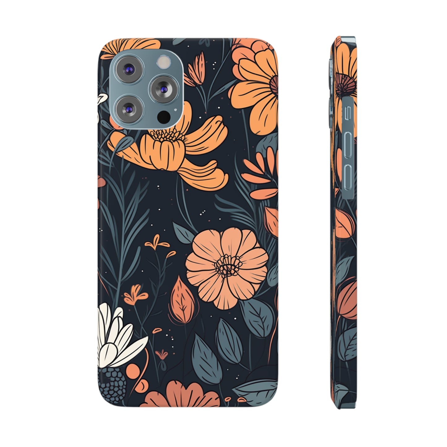 DARK FLOWER PATTERN  | Slim iPhone Case - Trovvve