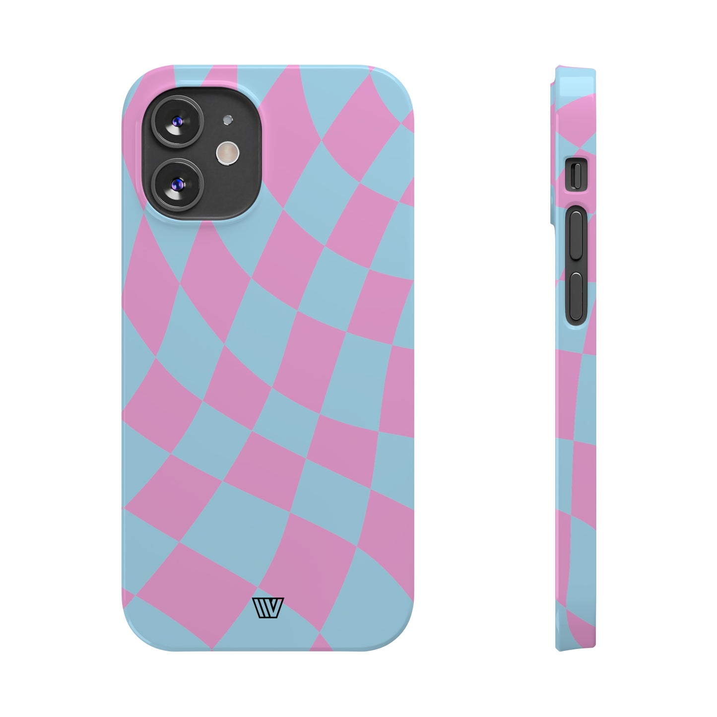 BLUE PINK CURVY CHECKERBOARD | Slim iPhone Case - Trovvve