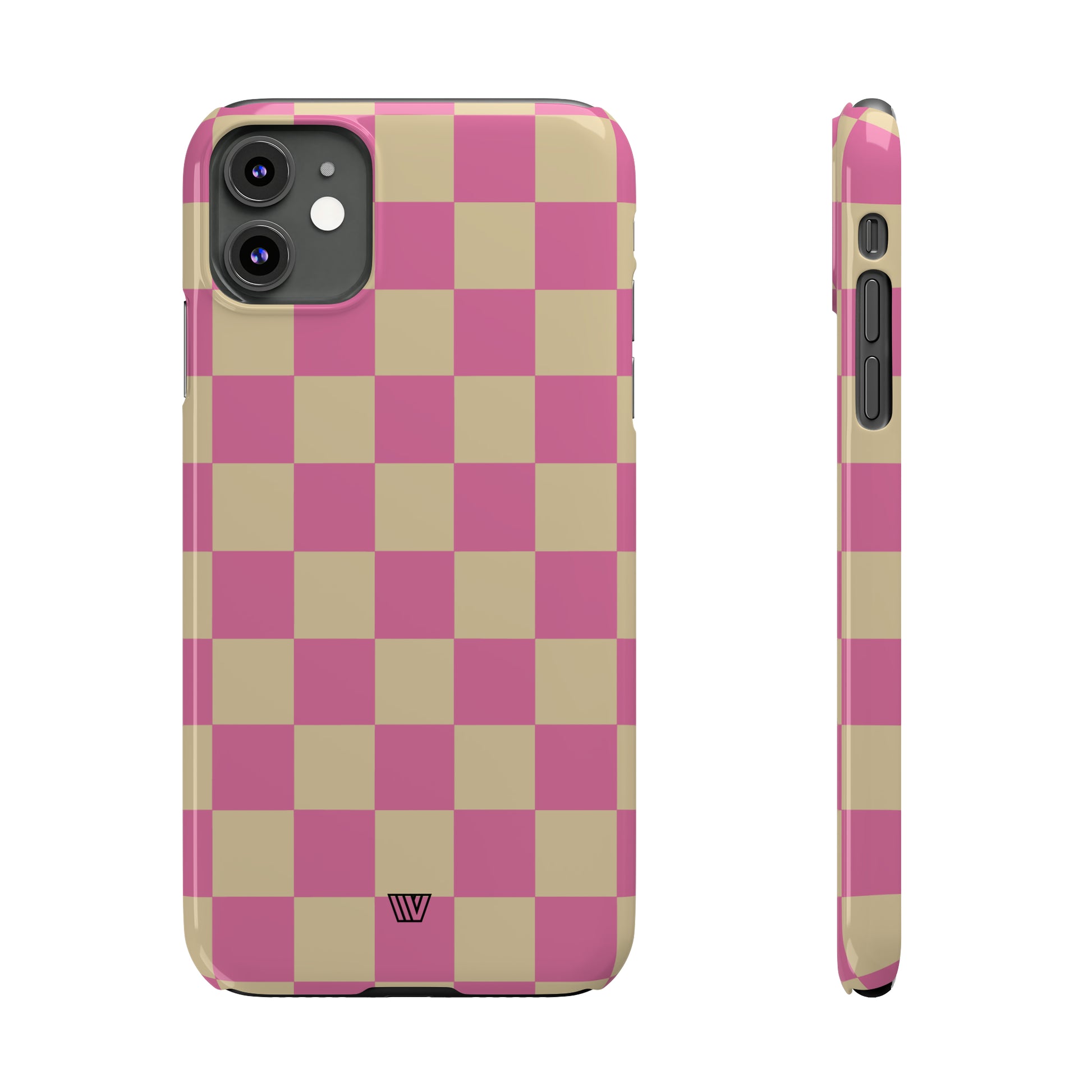 PINK TAN CHECKERBOARD | Slim iPhone Case - Trovvve