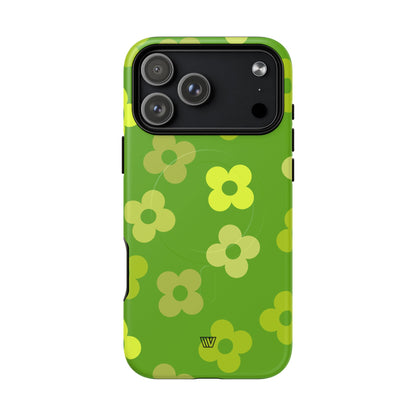 Green Retro Flowers MagSafe Tough iPhone Case – iPhone 17 Pro Max, Matte
