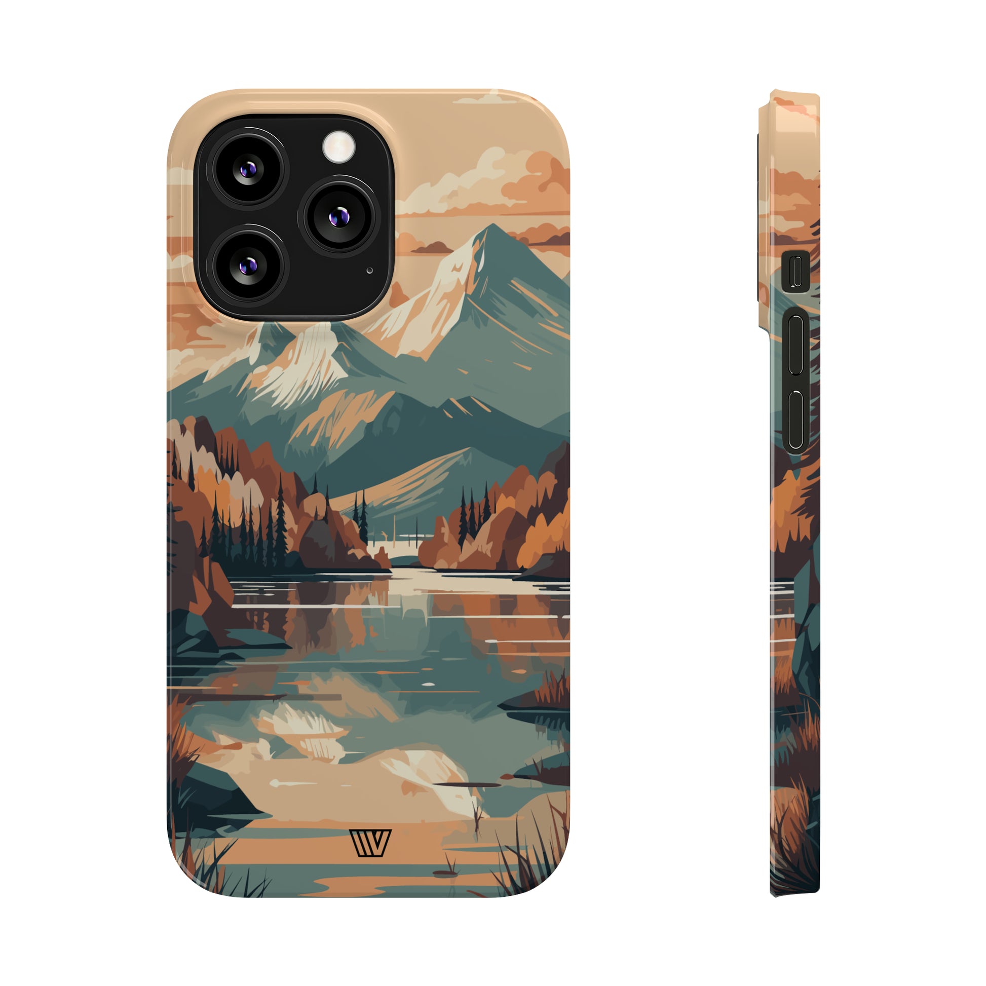 FALL MOUNTAIN RIVER LANDSCAPE | Slim iPhone Case - Trovvve