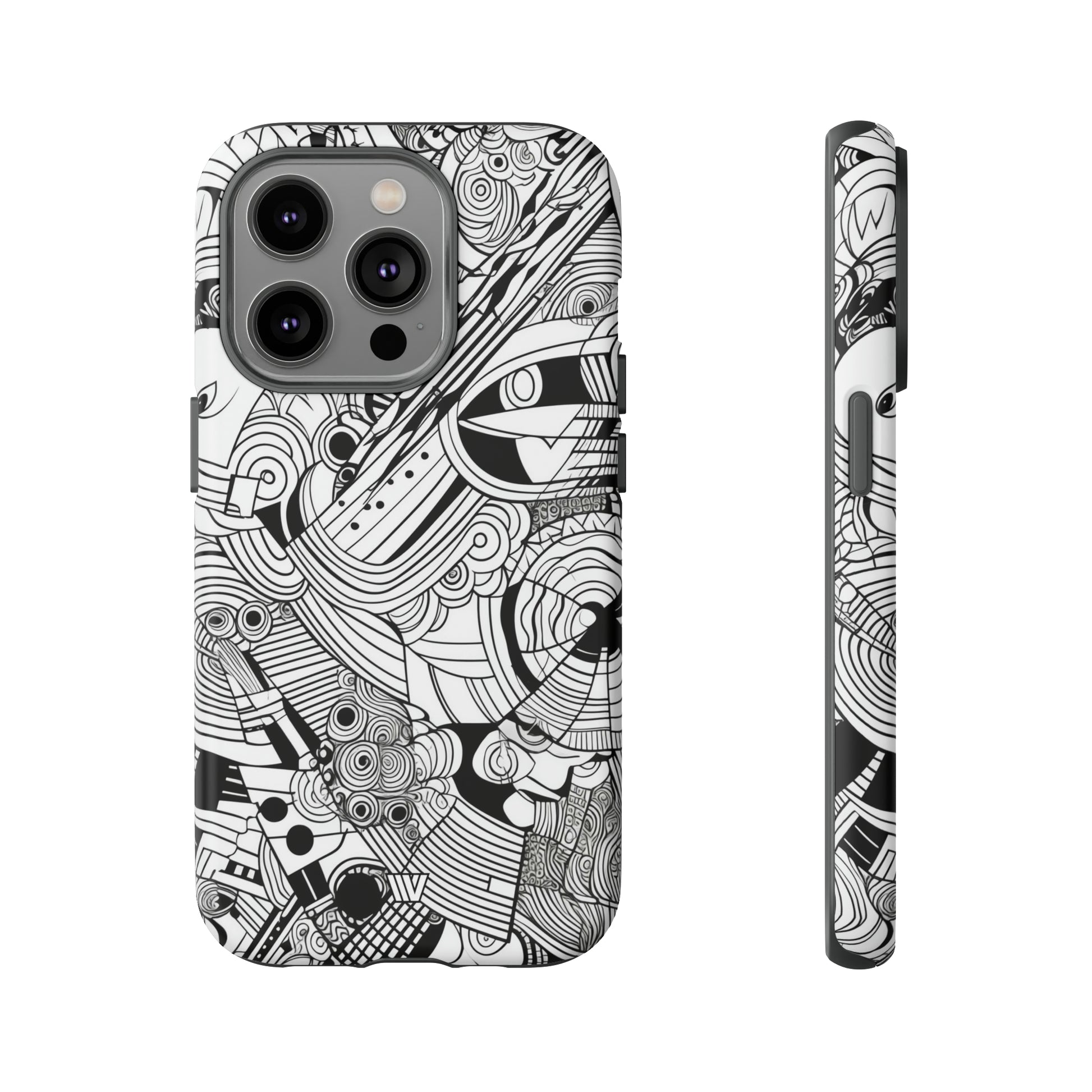 B&W ABSTRACT DOODLE | Tough Phone Case - Trovvve