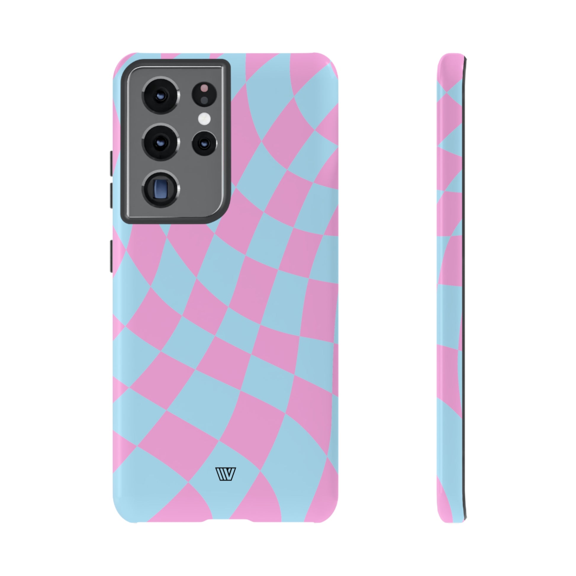 BLUE PINK CURVY CHECKERBOARD | Tough Phone Case - Trovvve