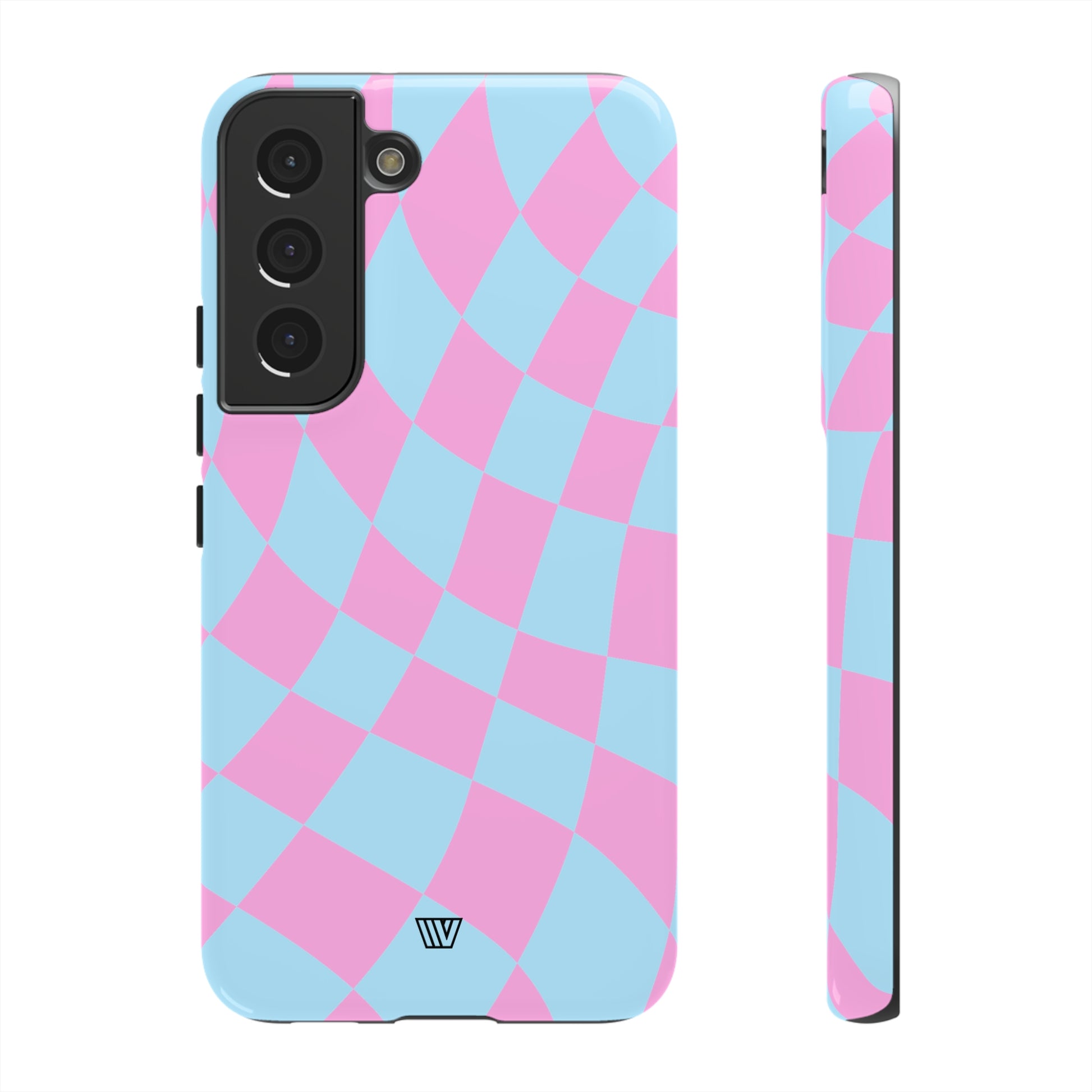 BLUE PINK CURVY CHECKERBOARD | Tough Phone Case - Trovvve