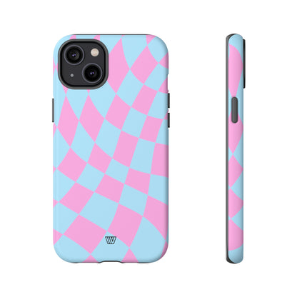 BLUE PINK CURVY CHECKERBOARD | Tough Phone Case - Trovvve