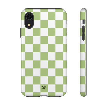 PALE OLIVE WHITE CHECKERBOARD | Tough Phone Case - Trovvve