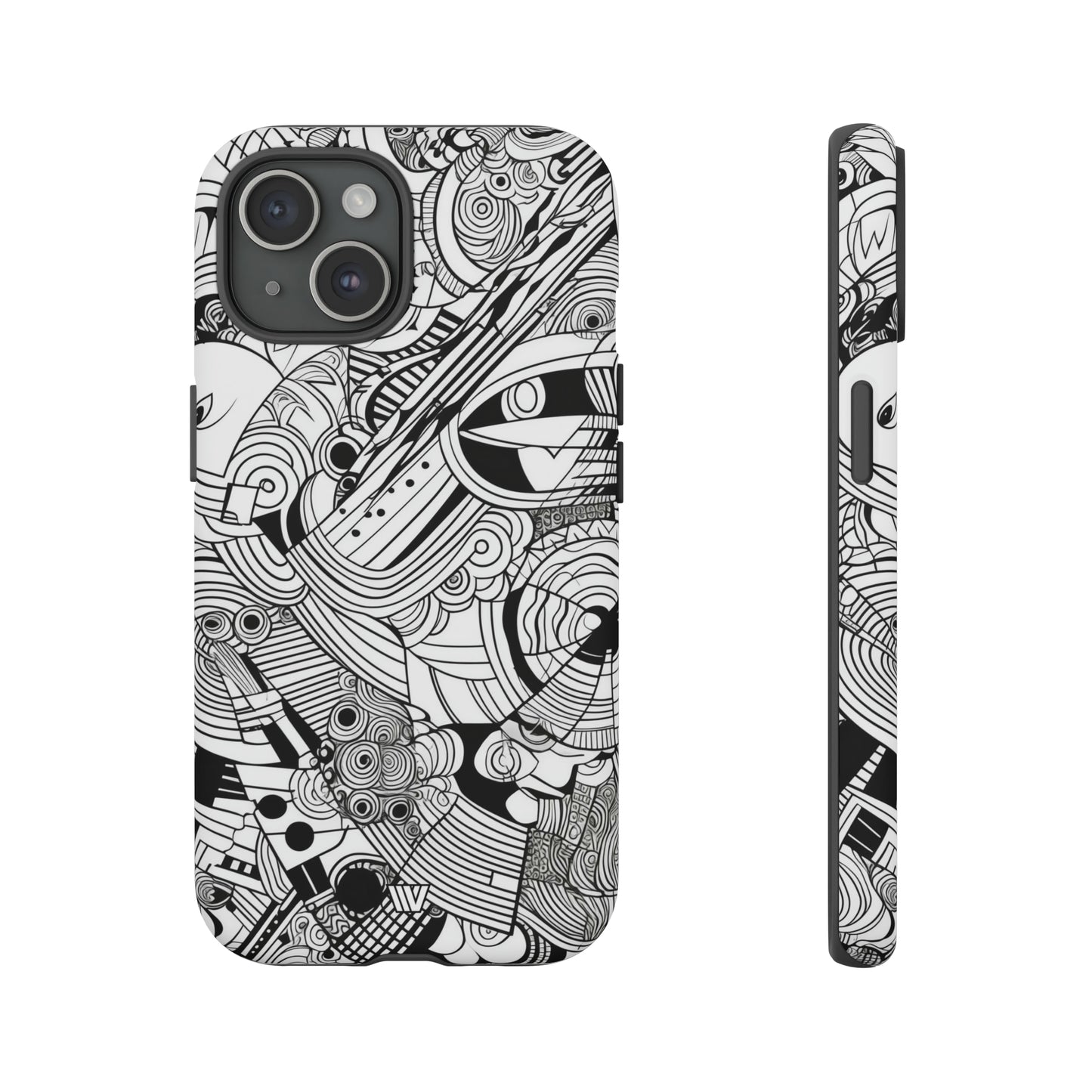 B&W ABSTRACT DOODLE | Tough Phone Case - Trovvve