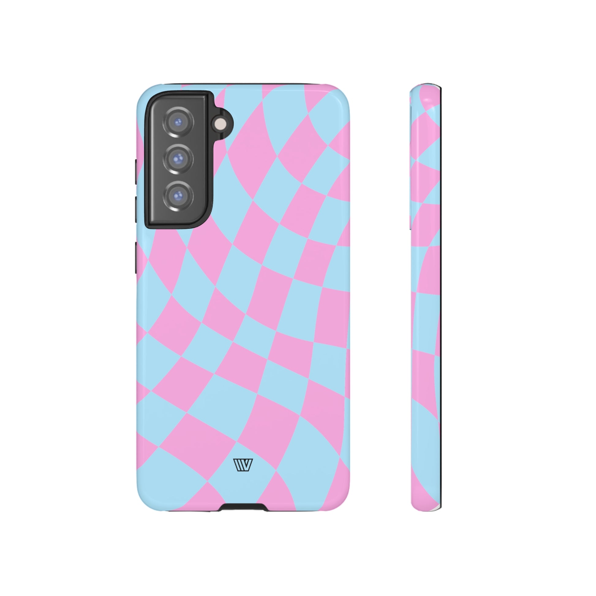 BLUE PINK CURVY CHECKERBOARD | Tough Phone Case - Trovvve