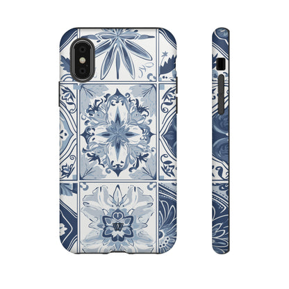 BLUE WHITE TILE | Tough Phone Case - Trovvve