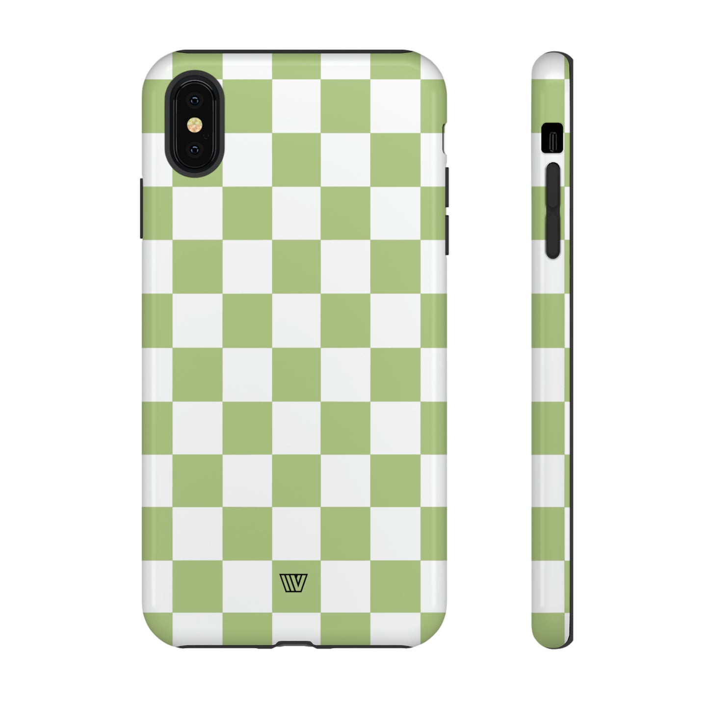 PALE OLIVE WHITE CHECKERBOARD | Tough Phone Case - Trovvve