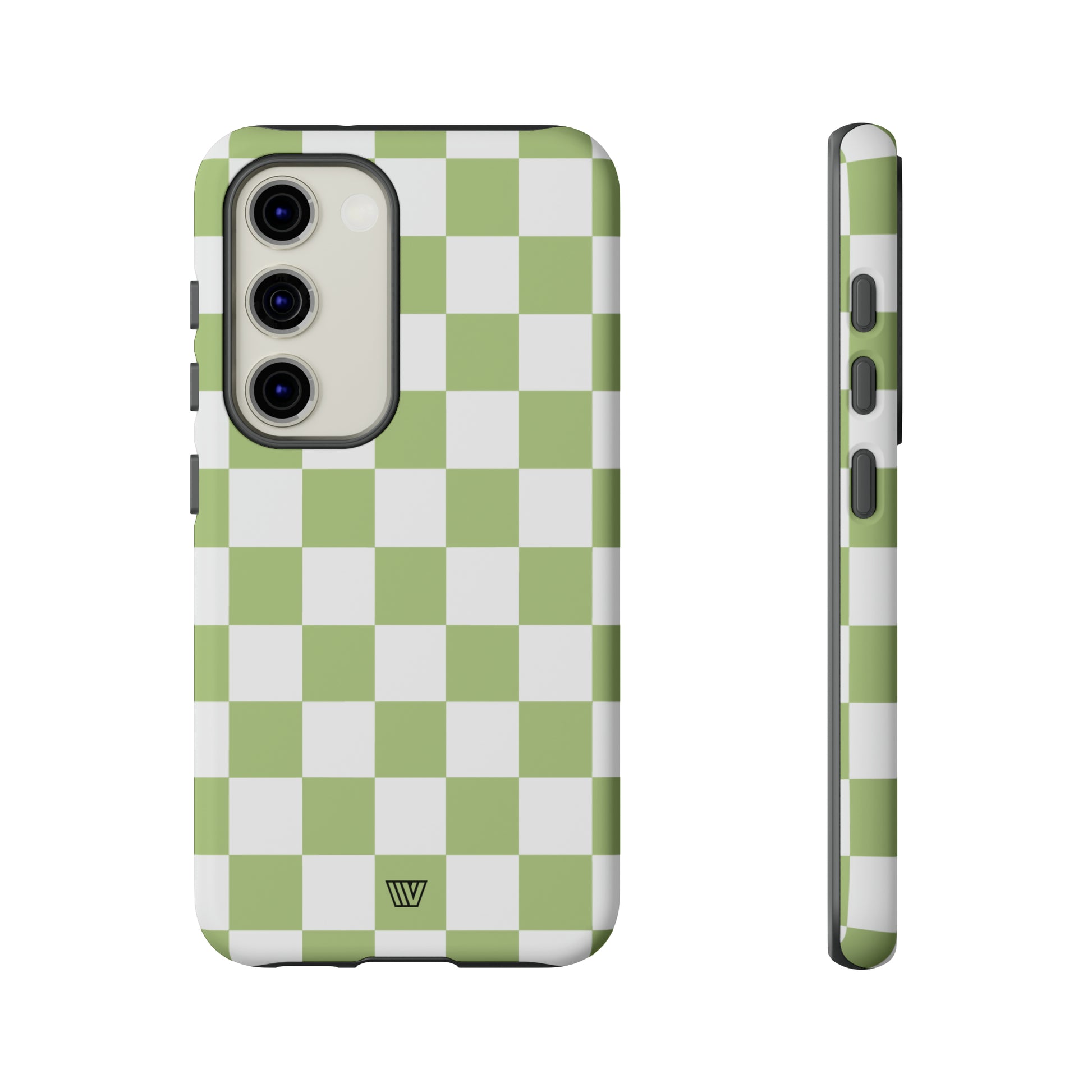 PALE OLIVE WHITE CHECKERBOARD | Tough Phone Case - Trovvve