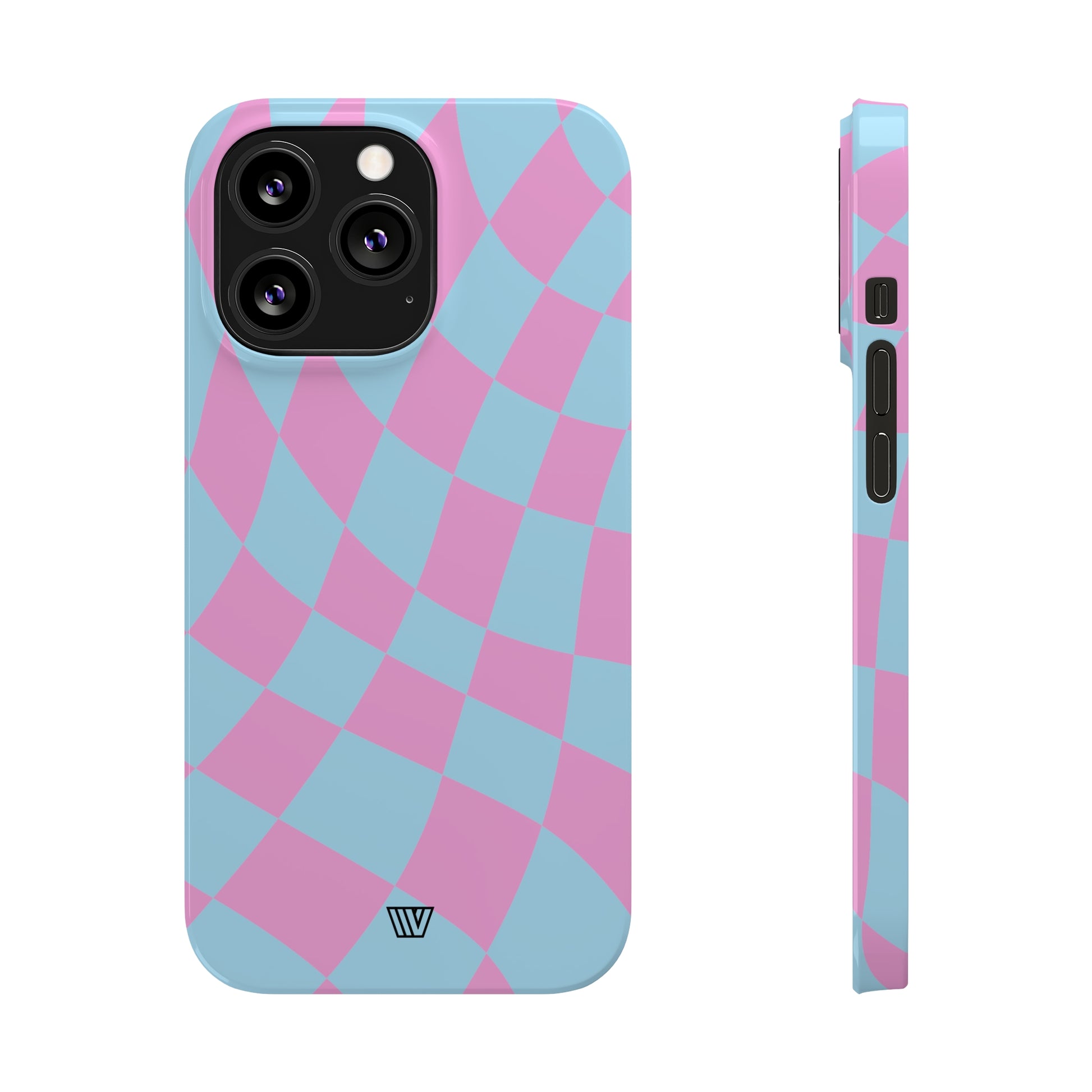 BLUE PINK CURVY CHECKERBOARD | Slim iPhone Case - Trovvve