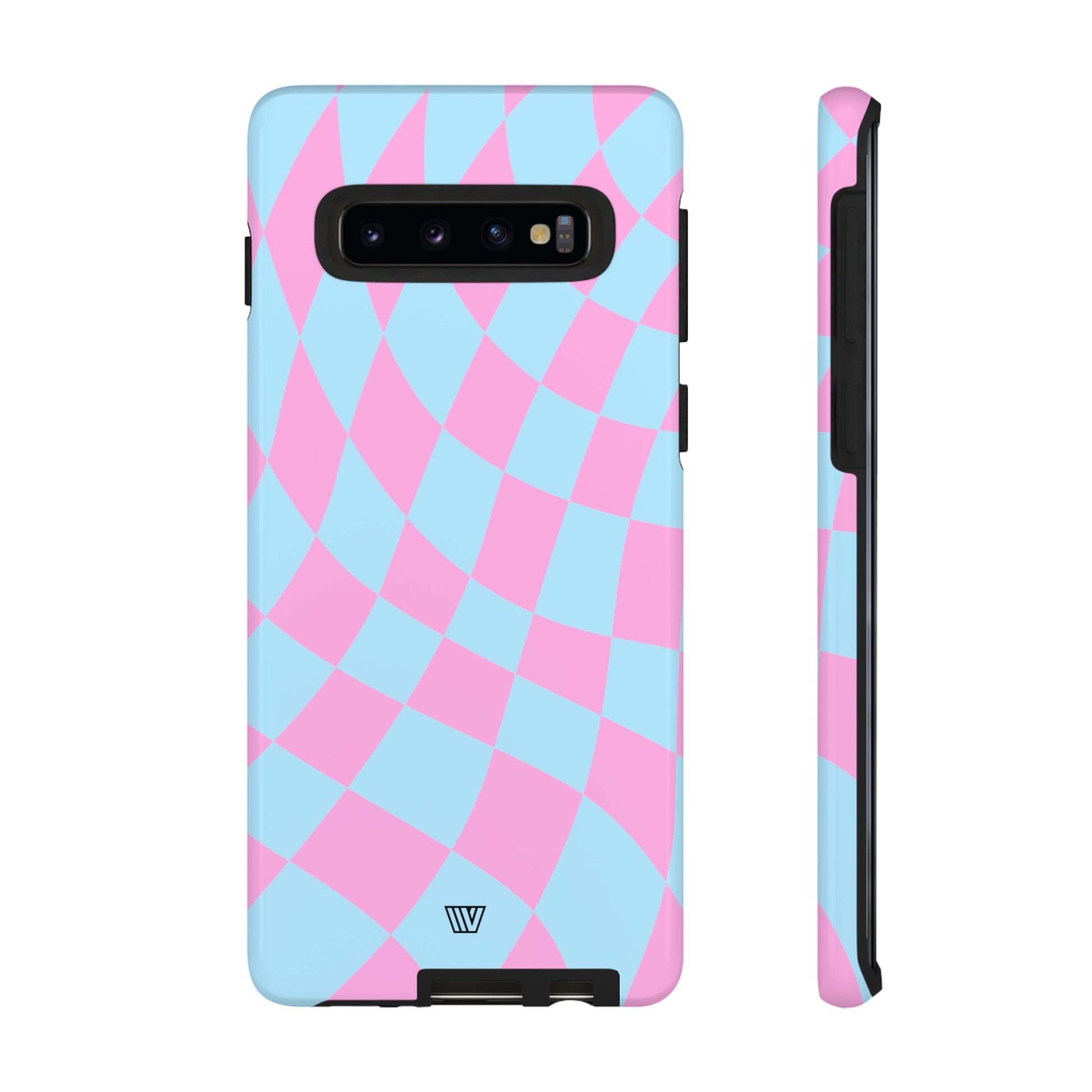 BLUE PINK CURVY CHECKERBOARD | Tough Phone Case - Trovvve