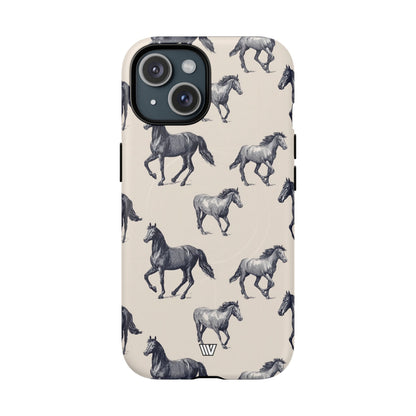 Horse Sketches MagSafe Tough iPhone Case – iPhone 15, Matte