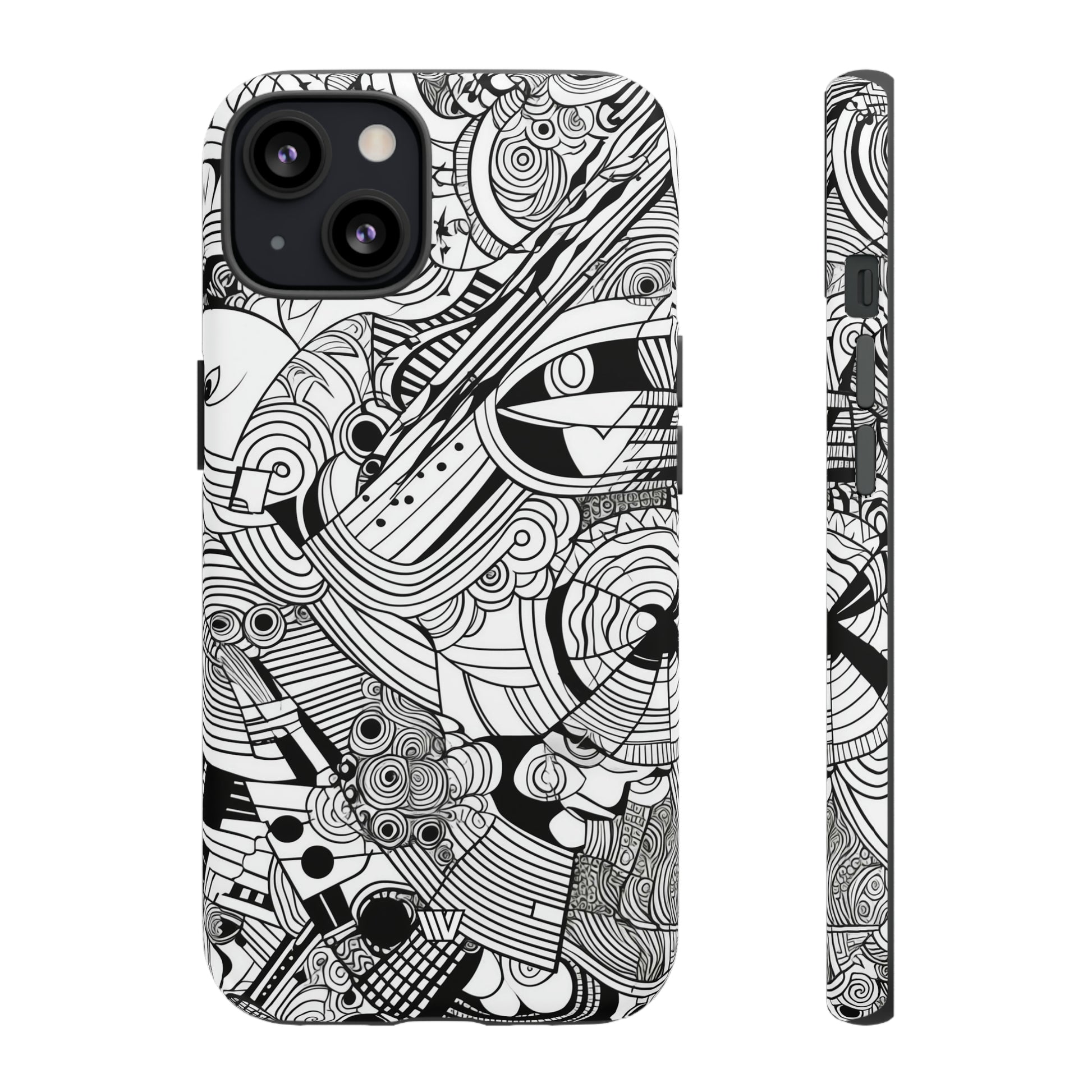 B&W ABSTRACT DOODLE | Tough Phone Case - Trovvve