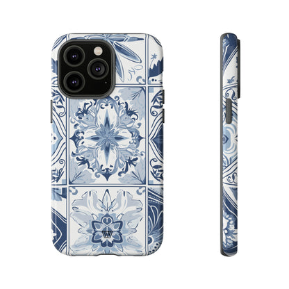 BLUE WHITE TILE | Tough Phone Case - Trovvve