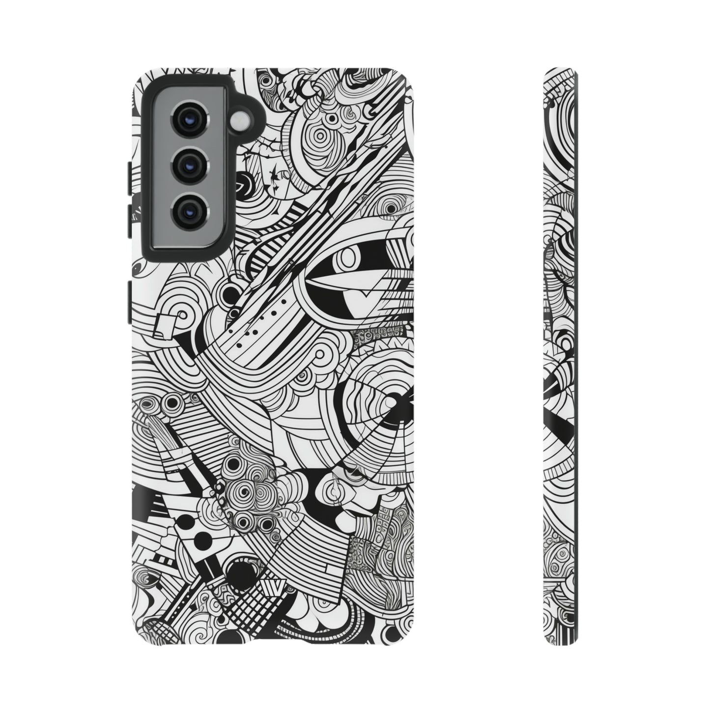 B&W ABSTRACT DOODLE | Tough Phone Case - Trovvve