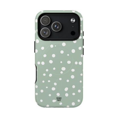 Pastel Green Dots MagSafe Tough iPhone Case – iPhone 17 Pro, Glossy