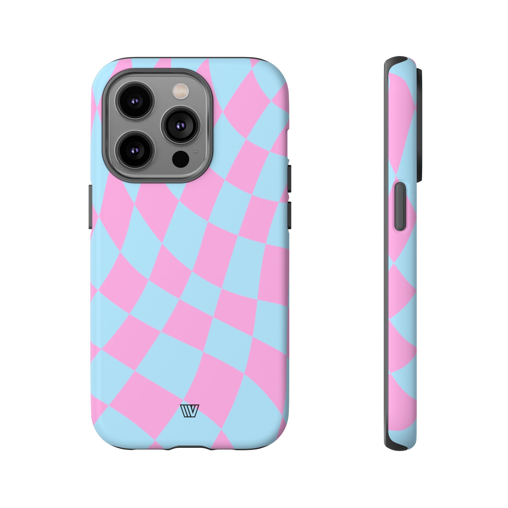 BLUE PINK CURVY CHECKERBOARD | Tough Phone Case - Trovvve