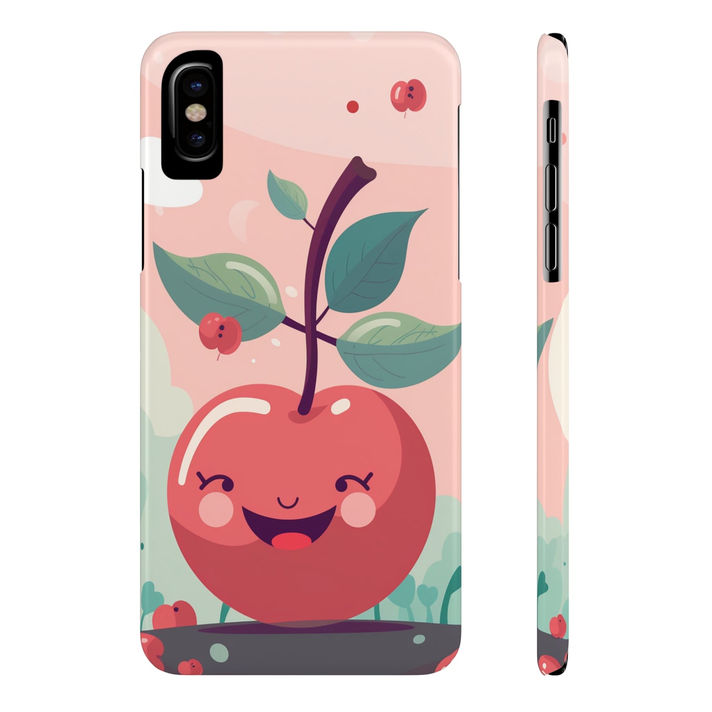 CHERRY FRUIT FACE | Slim iPhone Case - Trovvve