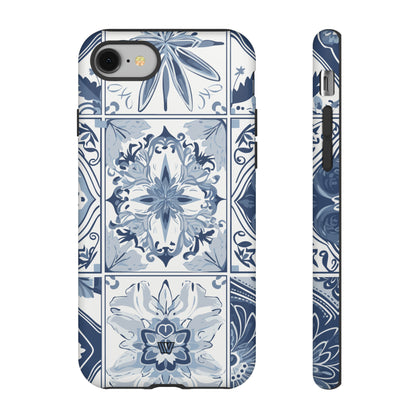 BLUE WHITE TILE | Tough Phone Case - Trovvve