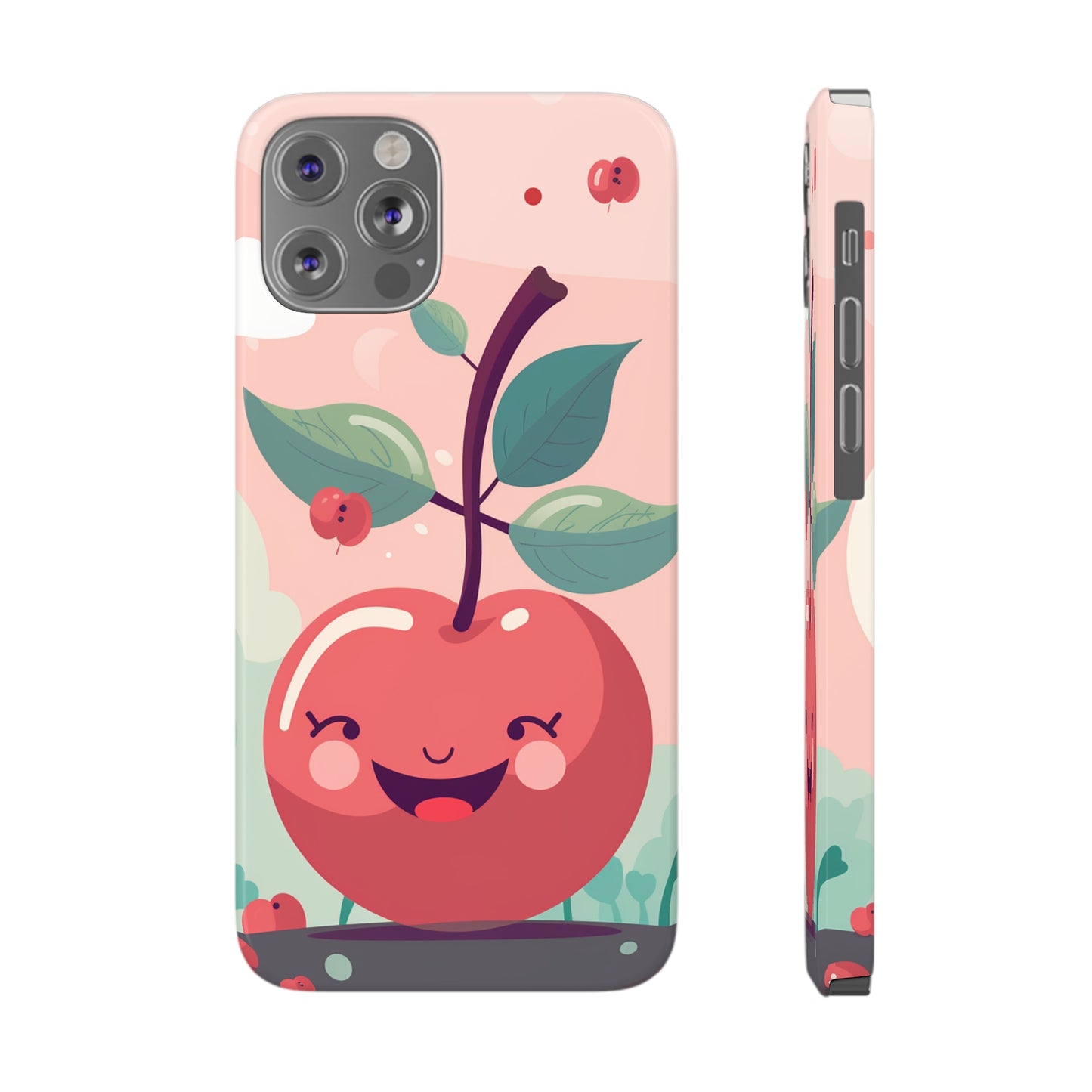 CHERRY FRUIT FACE | Slim iPhone Case - Trovvve