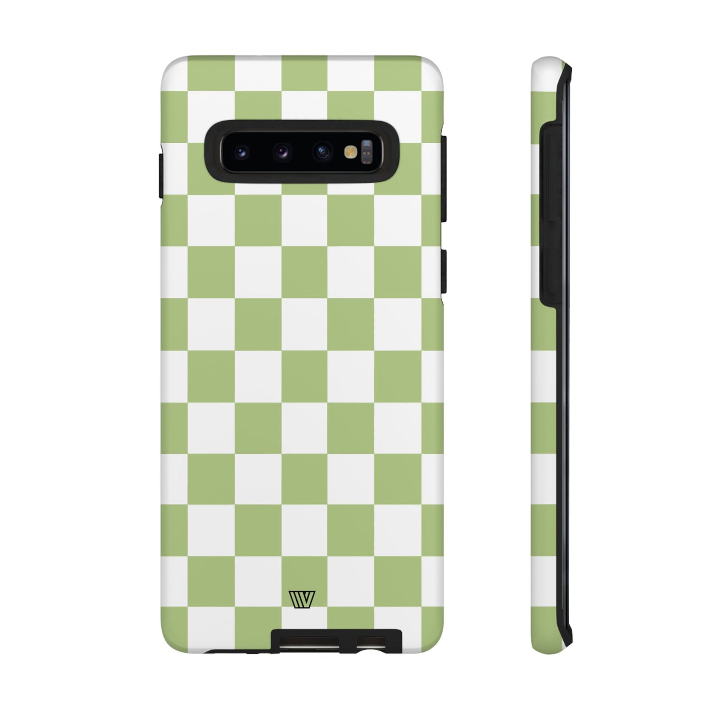 PALE OLIVE WHITE CHECKERBOARD | Tough Phone Case