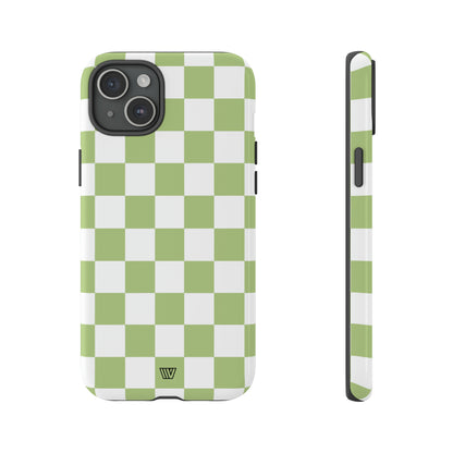 PALE OLIVE WHITE CHECKERBOARD | Tough Phone Case - Trovvve