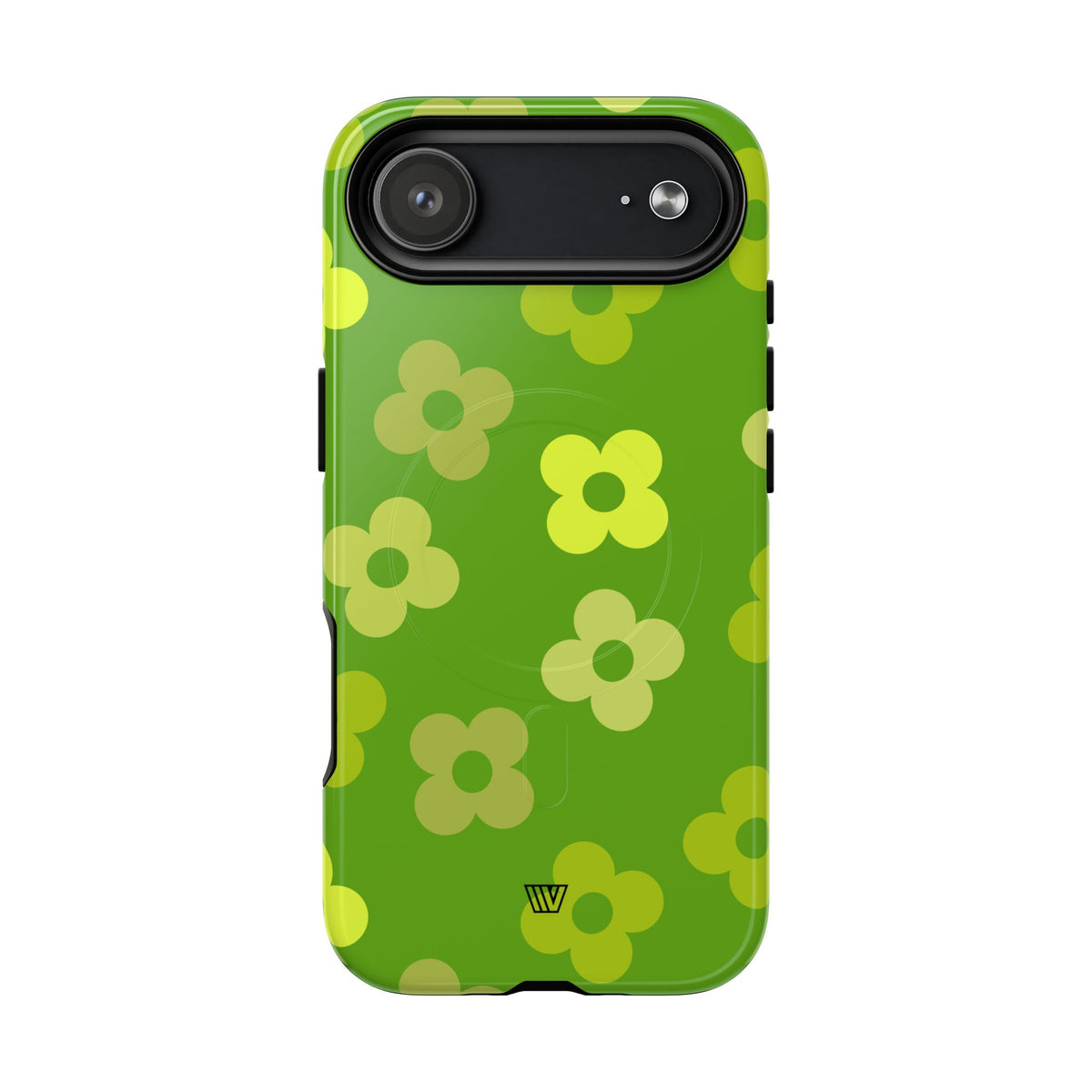 Green Retro Flowers MagSafe Tough iPhone Case – iPhone 17 Air, Glossy