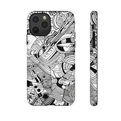 B&W ABSTRACT DOODLE | Tough Phone Case - Trovvve