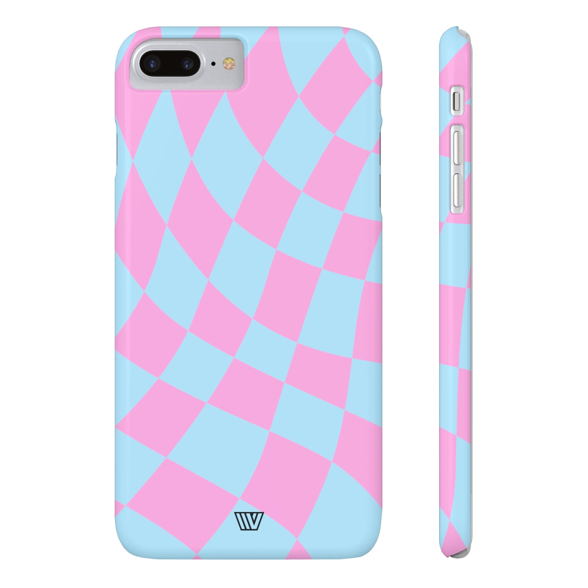 BLUE PINK CURVY CHECKERBOARD | Slim iPhone Case - Trovvve