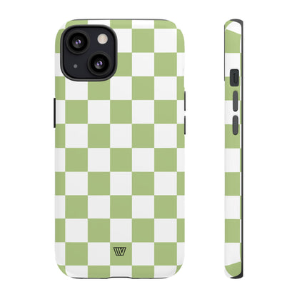 PALE OLIVE WHITE CHECKERBOARD | Tough Phone Case