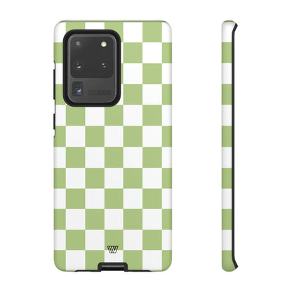 PALE OLIVE WHITE CHECKERBOARD | Tough Phone Case - Trovvve