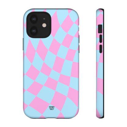 BLUE PINK CURVY CHECKERBOARD | Tough Phone Case - Trovvve