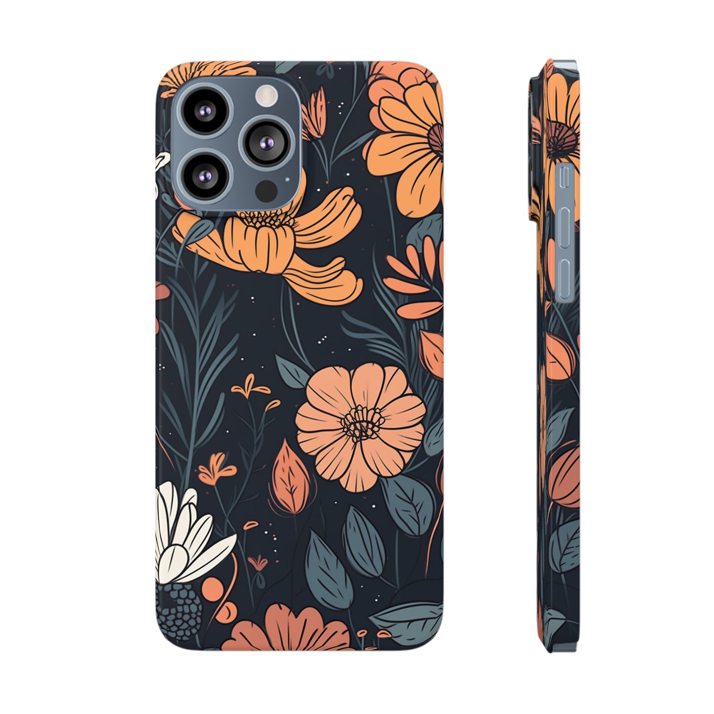 DARK FLOWER PATTERN  | Slim iPhone Case - Trovvve