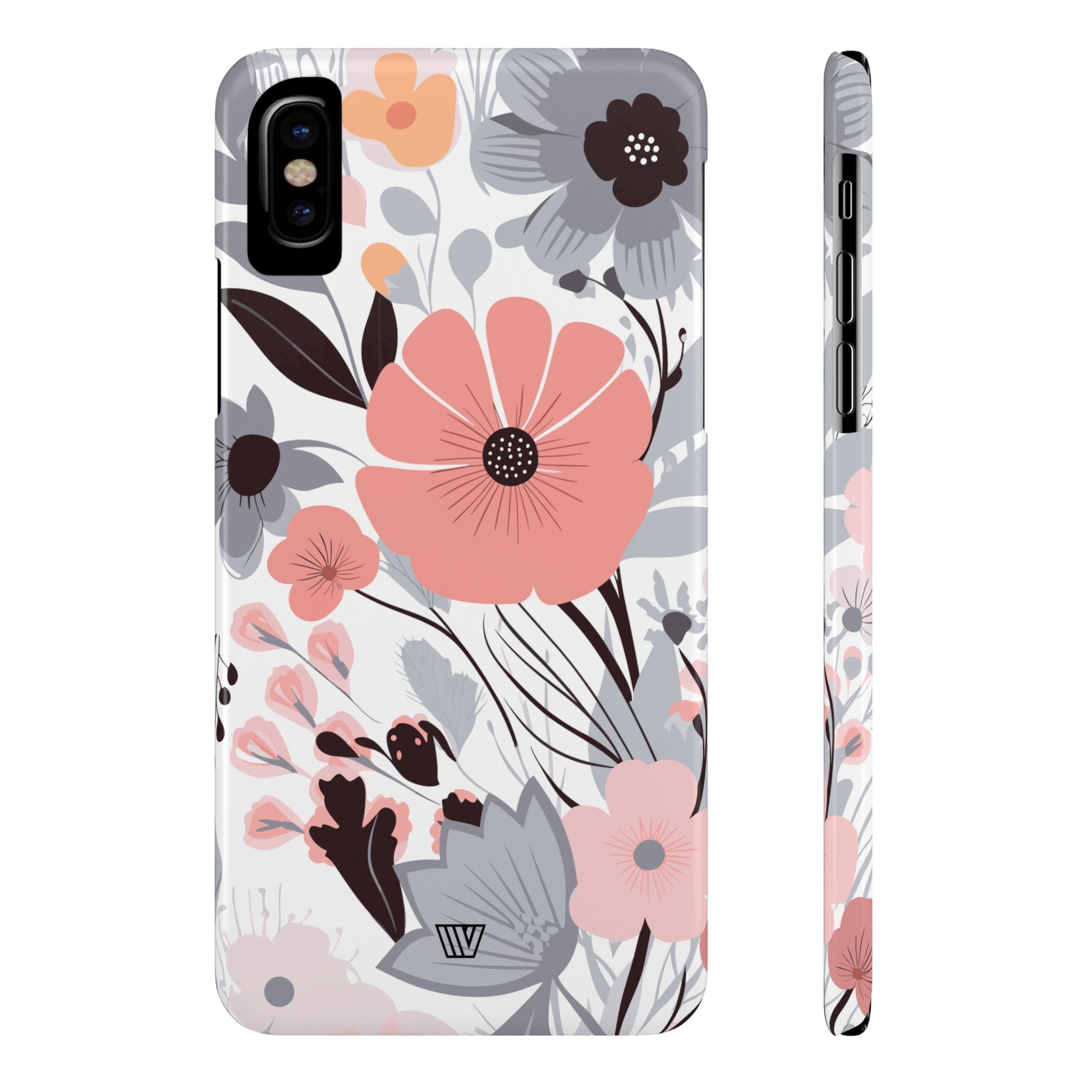 GRAY PASTEL FLOWERS | Slim iPhone Case - Trovvve
