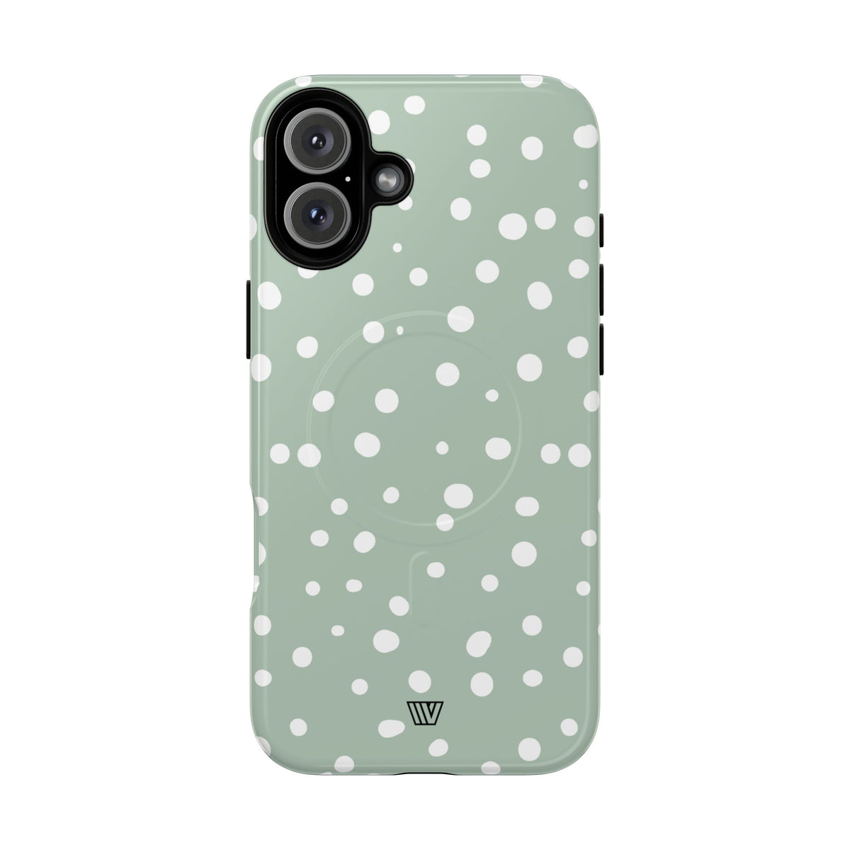 Pastel Green Dots MagSafe Tough iPhone Case – iPhone 16 Plus, Glossy