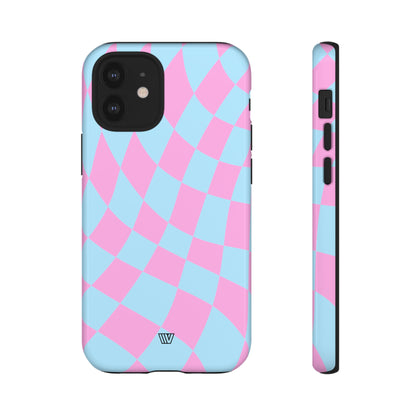 BLUE PINK CURVY CHECKERBOARD | Tough Phone Case - Trovvve