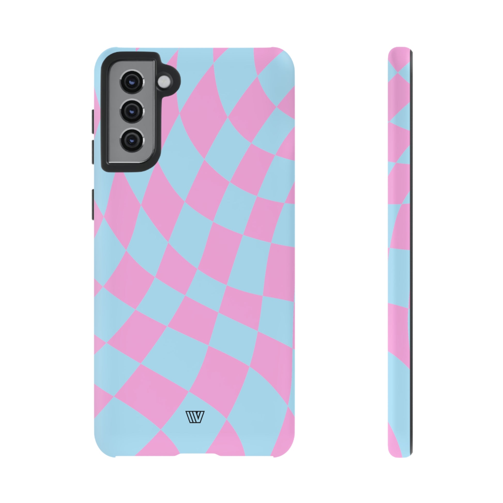 BLUE PINK CURVY CHECKERBOARD | Tough Phone Case - Trovvve