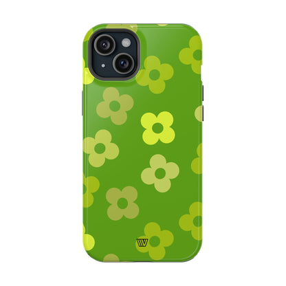 GREEN RETRO FLOWERS | MagSafe Tough iPhone Case